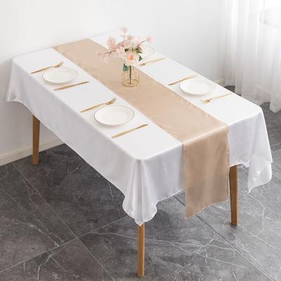 China Beautiful Decoration Solid Color Home Wedding Party Table Decorations Cheap Modern Satin Table Runner for sale