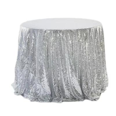 China Customized Round Tablecloth Elegant Waterproof Rose Gold Linen Sequin Tablecloth For Wedding Decoration for sale