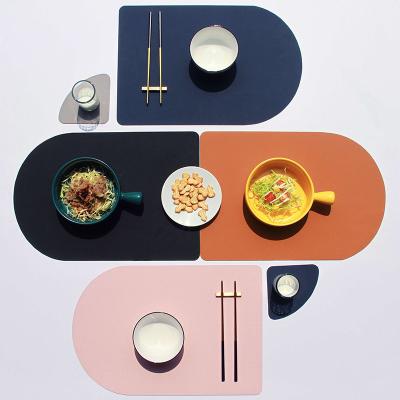 China Sustainable Large PU Double Sides Nordic Place Mat Coaster Set For Cafe Restaurants for sale