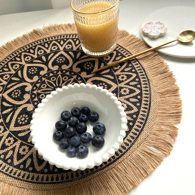 China 2022 Viable Wholesale Round Canvas Jute Place Mat Coaster Table Mat for sale