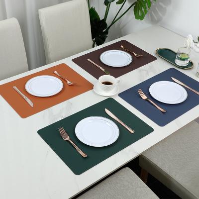 China Durable Stylish Leather Heat Insulation Two Sides Place Mat Pad Coaster Pot Decor Placemats for sale