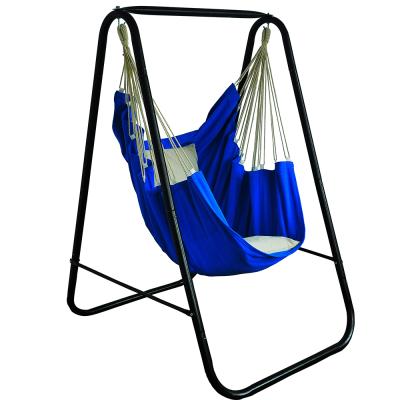 China Durable Amazon hotsale garden furniture iron pipe outdoor soft and comfortable 100% cotton hanging chair with stand for sale