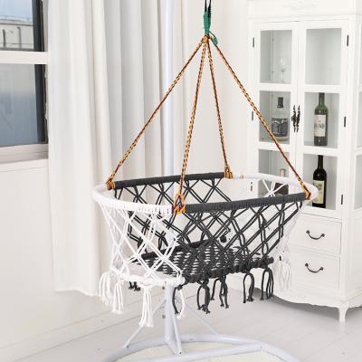 China Modern Bamboo Macrame Hutch Swing Design Baby Sack Baby Sleeping Chair Wooden Cribs Newborn Baby Crib Hanging Sleep Quickly Peacefully for sale