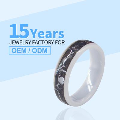 China Fashion Black White Zirconia DIY Inlay Ceramic Ring 8mm 4mm 10mm 12mm for sale