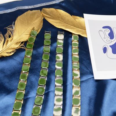 China Other Ceramic Bracelets Jewelry 18K Stainless Steel Green Gold Plating Best Quality Ceramic Clasp For Man for sale