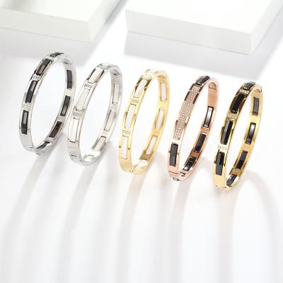 China Best Selling Ceramic Bangle 18K Gold Fashion Woman Bracelet Stainless Steel Porcelain For Bracelets for sale