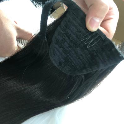 China Best Selling 100% Indian Virgin Hair Extension Raw Material Remy Clip In Ponytail For Woman Raw Material for sale