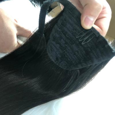 China Brazilian Ponytail Hair Clip In Hair Ponytail Black Brown Colors Extension 100% Material Natural Unprocessed Full Ponytail for sale