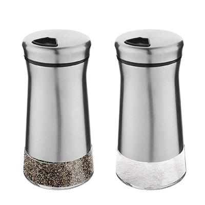 China Recyclable Condiment Container Spice Salt Sea Shakers Glass Pepper Jar Shaker Round Stainless Steel Top for sale