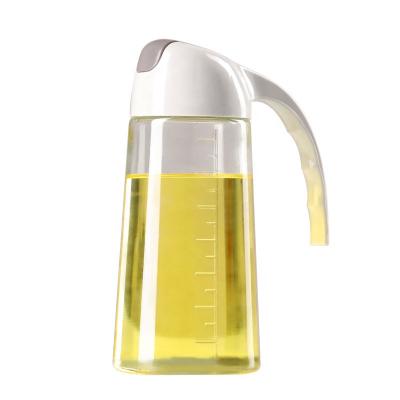 China 300ml 630ml Graduated Automatic Opening and Closing Glass Bottle Kitchen Storage Seasoning Oil, Soy Sauce, Vinegar Bottles for sale