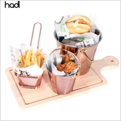 China Viable Mini French Fries Basket French Fries Basket Utensils Restaurants Stainless Steel Rose Gold French Fries Serving Basket for sale