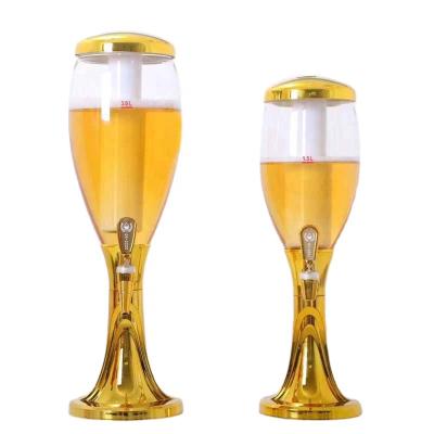 China 2020 modern portable tabletop commercial beer dispenser led 1.5L and 3L beer dispenser beer cooler gold plastic kegerator for sale