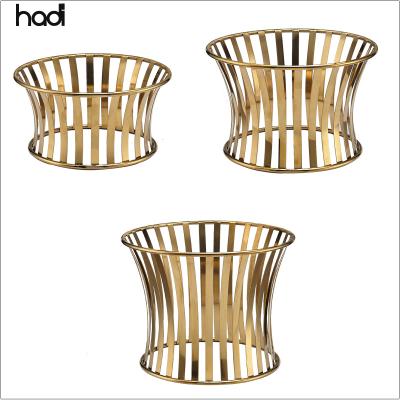 China Modern Round Modern Cafeteria Decorations Wedding Stainless Steel Rack Table Top Display Stand Gold Plated Buffet Display Risers for sale