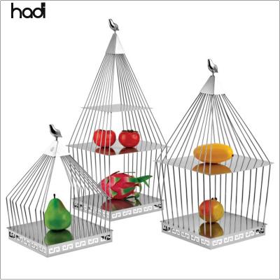 China Wholesale Fashion HADI Utensils Decorative Birdcage Stainless Steel Dessert Buffet Afternoon Tea Supply Rack for sale