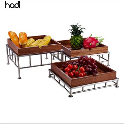 China Square natural sapele riser modern wholesale item dubai buffet fruit rack furniture furniture decor supplying table set for sale for sale