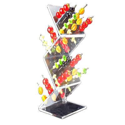 China Modern Wholesale Party Supplies Shake Display Stand Acrylic Curve Table Dessert High Quality Clear Fruit And Cake Display Rack for sale