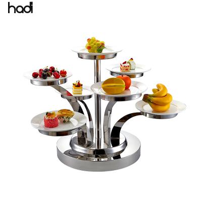 China Modern high quality luxury silver stainless steel 7 layer cake stand commercial cake stand for wedding party for sale