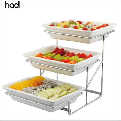 China Wholesale catering buffet display hotel and restaurant supplies display melamine 3 tier party food display stand for sale