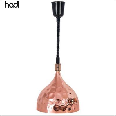 China Wholesale Restaurant Buffet Restaurant Brass Heat Food Warmer Lamp Stainless Steel Hammer Hanging Restaurant Rose Gold Light Lamp for sale