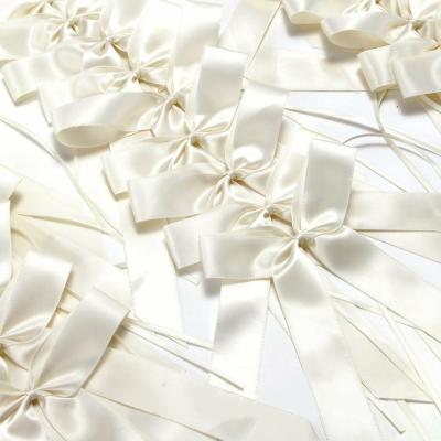 China Polyester 100Pcs Bow knots Ribbon White Beige Wedding Pew End decoration Bows Party Car Chairs home Decorations Bowknots decor Accessories for sale