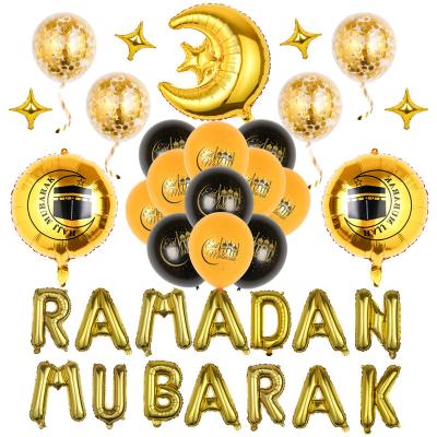 China Party supplies Ramadan Kareem Decoration Balloon Eid Mubarak Party Star Moon Letter Foil Balloons Confetti Balon for Muslim Party Supplies for sale