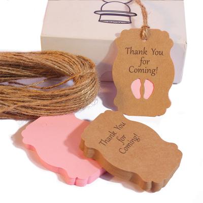 China Kraft paper 50pcs Baby Shower Tag Labels Thank You for Coming Tags New Born Boy Girl 1st Birthday party decoration babyshower Christening for sale