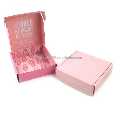 China Customized Corrugated Paper Small Cosmetic Mailing Box Recyclable Cosmetic Mailing Box E-commerce Pink Mailing Box With Custom Logo for sale