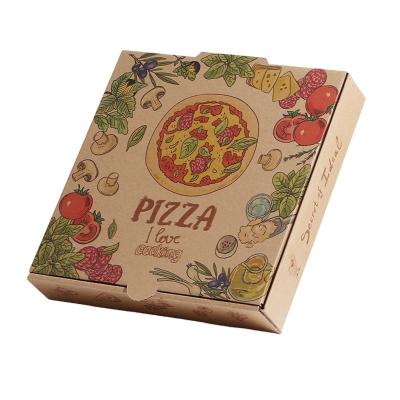 China Recyclable Hot Sale /8/9/10/11/12 Inch Custom Design Pizza Box Fast Food Corrugated Kraft Paper Take Out Bag With Handle for sale