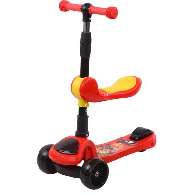 China Cheap Muti-functional Child Big 3 Throw Bubble Wheel With Seat Folding Plegable LED Light Music Wheels Kick Foot Kids Scooter for sale