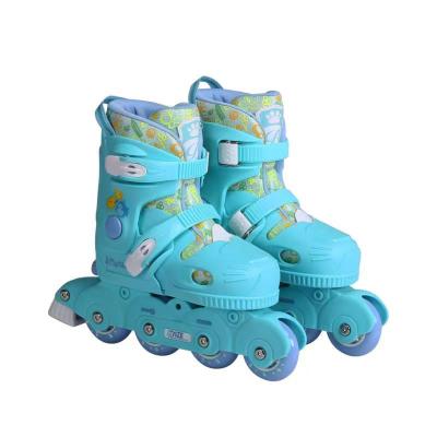 China Roller Skating Adjustable Sports Fall Safe Prevention Waterproof Built-in 4 Wheels Macaron Pink Roller Kids PU Flashing Light Skate Shoes for sale