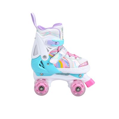 China MESH Portable 4 Wheels Safe Good Quality Outdoor Use For Kids Macron Pink Blue Double Row Roller Skate for sale