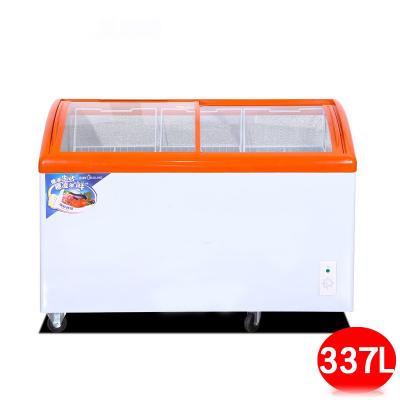 China 220V Single-Temperature Curved Glass Door Display Ice Cream Freezer In Fridge for sale