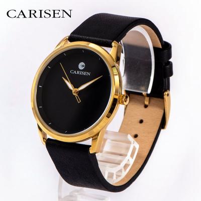 China Chronograph Custom logo waterproof japan movement gold case black dial quartz men japan quartz watch stainless steel bezel watch for sale