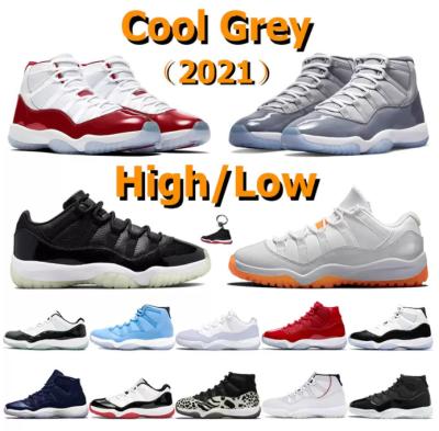 China Rubber High quality  Retro Bred Men Women Sneakers Fashion Casual Sports Shoes aj11 retro Basketball Shoes Cool Grey for sale