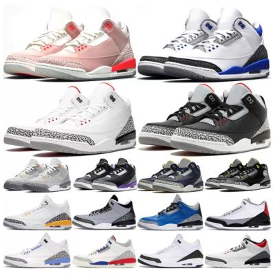 China Rubber High Quality retro cardinal red white cement unc men's aj3 retro basketball sneakers other trendy shoes for sale