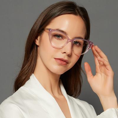 China 2022 wholesale low price acetate optical eyeglasses frames clear cat eye eyewear transparent multicolor eye glasses for women for sale