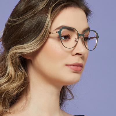 China NEW Design Building Block Style Metal Optical Eyeglasses Frames Computer Blue Light Blocking Glasses Unisex Eyewear for sale