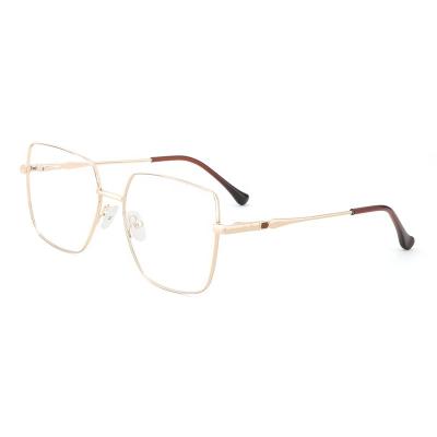 China Oversized High Quality Retro Fashion Design Polygonal Frame Spring Hinges Low Layer Paint Metal Glasses Frames for sale