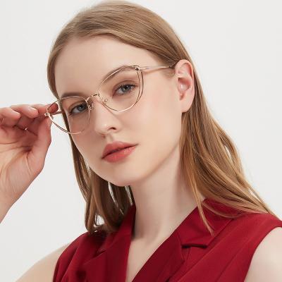 China YC OPTICAL 2022 Innovative trendy double rim eyeglasses frames cat eye womens glasses ce certification metal eyewear for sale