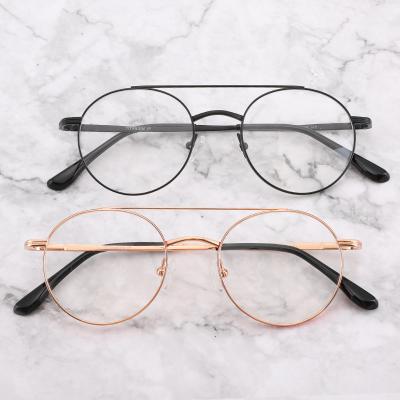 China YC Hot selling ladies luxury eyeglasses frames double bridge round eyewear pure titanium optical frames for sale