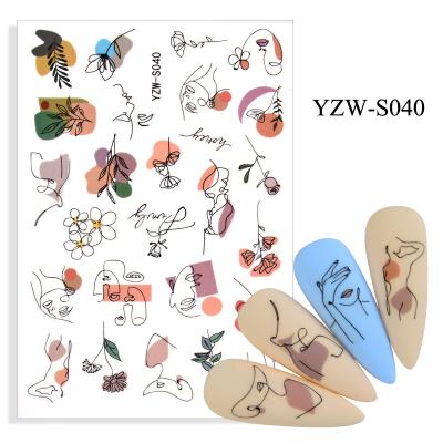 China Easy Apply 30 Designs Colorful Abstract Nail Art Stickers For Nail Decoration 3d Face for sale