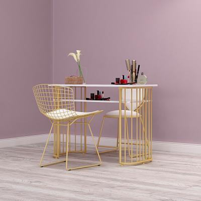 China 80cm Classic Set Manicure Table and Chair Set for Fashion Salon Luxury Marble Top Nail Tables for sale