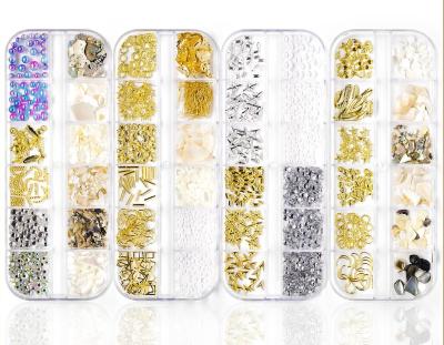 China Classic 12 Colors Mix Sizes Shinny Finger Nail Stone 3d DIY Glitter Nail Decorations for sale