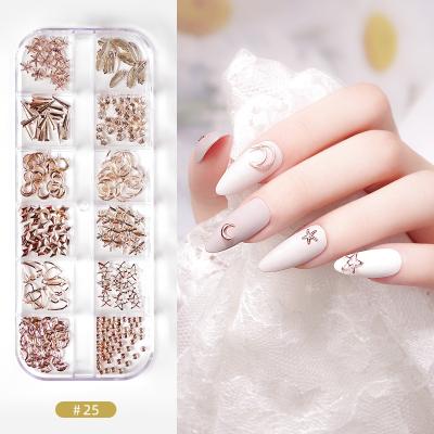 China Classic 12 Colors Mix Sizes 3d DIY Glitter Nail Decorations Shinny Nail Art Designs for sale