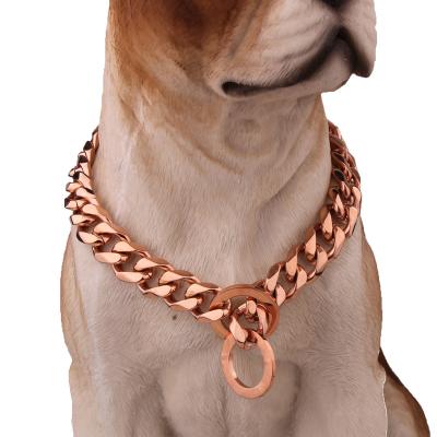 China Viable Hot Sale Pet Jewelry Leashes Accessories Supplies Product Gold Chain Link Dog Collars for sale