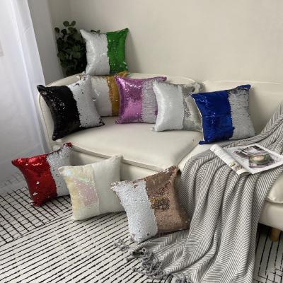 China Viable Wholesale Reversible Sequin Cushion Cover Throw Pillow Covers Reversible Cushion Cover 16x16 Sequin Pillow Case for sale