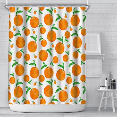 China Modern Wholesale Orange Digital Print Design Waterproof Shower Curtain, Waterproof Bathroom Curtain for sale