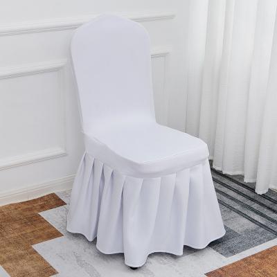 China Wholesale Elastic Stretch Pleated Polyester Bottom Spandex Elastic Stretch Chair Cover For Wedding for sale