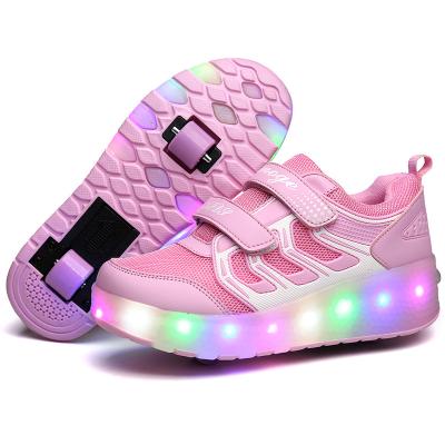 China Fashion\Children Comfortable\Durable\Breathable\Lighted Up Rechargeable Light Up Wheel LED Flashing Shoes Lamp Roller Dance Shoes for sale