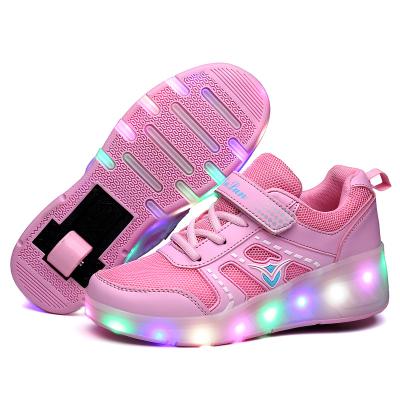 China Fashion\Comfortable\Durable\Breathable\Blue Pink Kids Lighted Up Luminous Sneakers Kids Led Light Roller Skate Shoes Boys Girls Shoes Light Up Unisex for sale